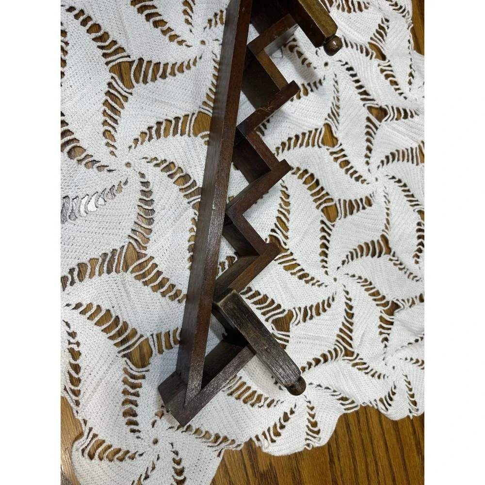 vintage wood wall-mounted staircase knick knack Trinket Spice Rack display shelf